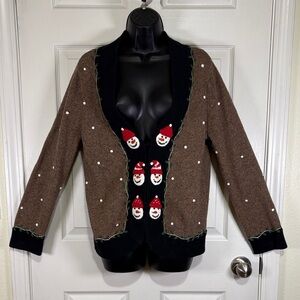 Mercer Street Studio Women’s Christmas Snowman Cardigan Sweater Size Small